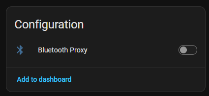 Scoopy Configuration in Home Assistant showing the Bluetooth Proxy switch turned off