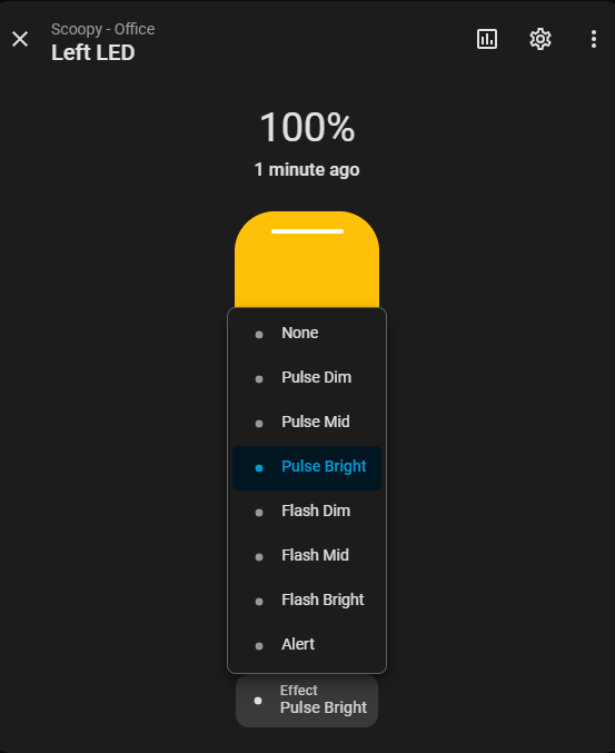 Scoopy LED effects menu in Home Assistant