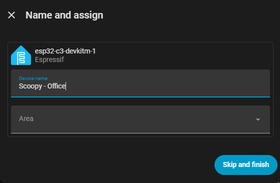 Home Assistant name and assign screen for Scoopy
